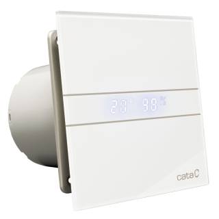 Cata E-100GTH ventilátor üveg előlappal, utószellőztető és páraérzékelő funkcióval, fehér