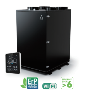 HOLTOP/AIRWOODS AV-HTPF35EI32 központi hővisszanyerős szellőztető beépített hűtő-fűtő funkcióval, entalpia hőcserélővel, LCD-s vezérléssel, WiFi-vel