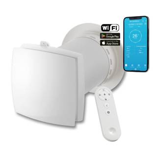 HOLTOP/AIRWOODS AV-TTW6-W egyhelyiséges hővisszanyerős szellőztető automata zsaluval, WiFi csatlakozással