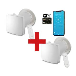 HOLTOP/AIRWOODS AV-TTW6-W Pro ISO egyhelyiséges hővisszanyerős szellőztető (2 db), automata zsaluval, WiFi csatlakozással, kültéri hangcsillapító elemmel